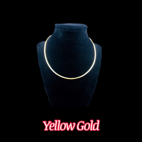 10k Gold Italy 3mm Omega chain Necklace - Picture 15 of 17